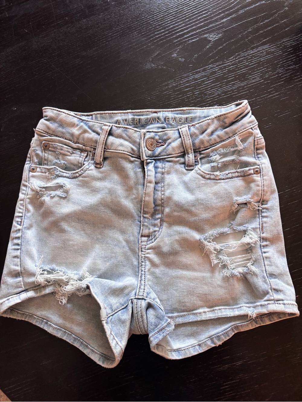 American Eagle Outfitters Light Wash Distressed Denim Shorts